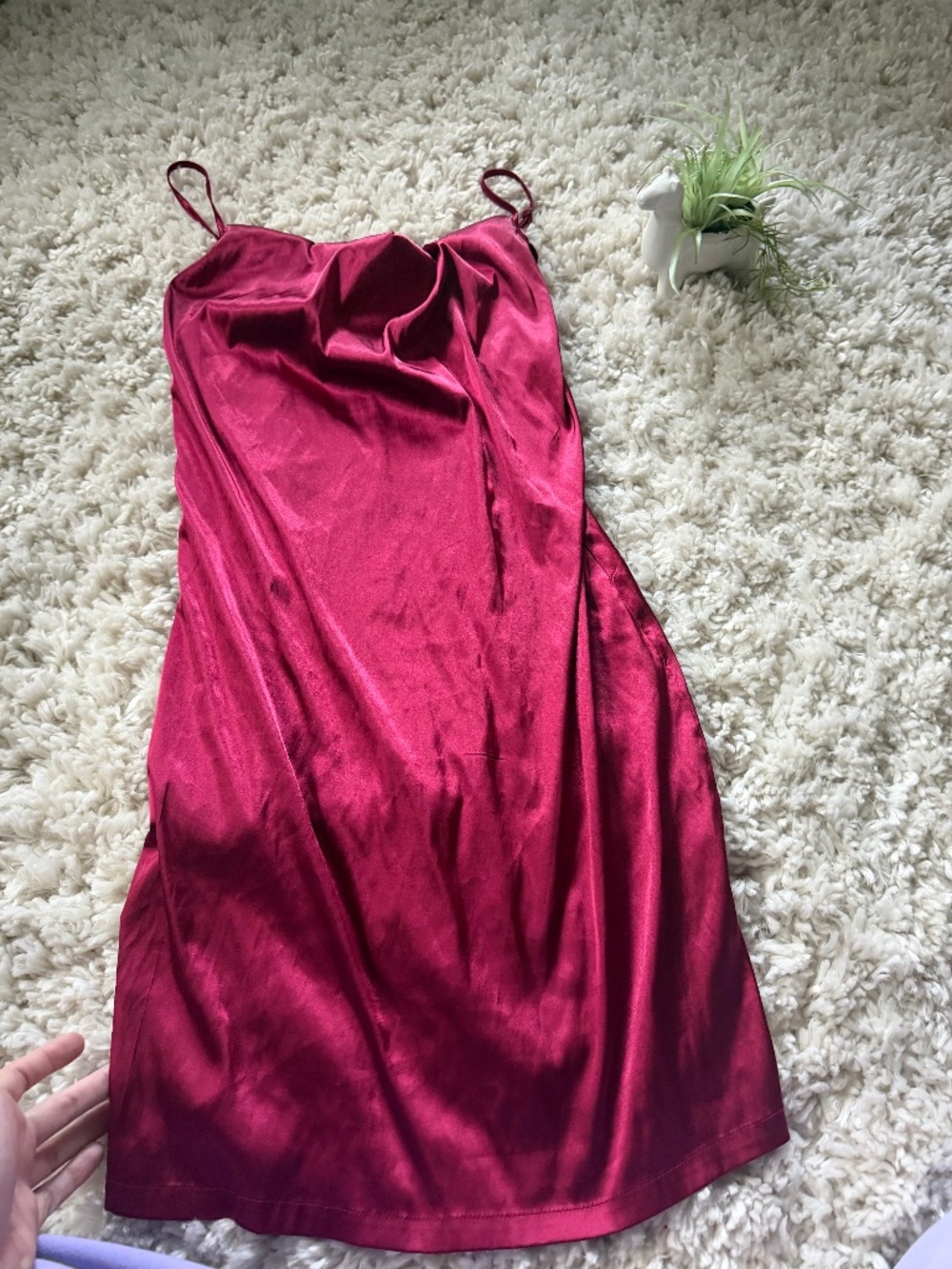 Satin Mini silky sexy red evening cocktail women’s party Dress in burgundy dress